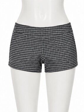INC International Concepts Size 16 Shorts Black White Grid Print Pull On Stretch